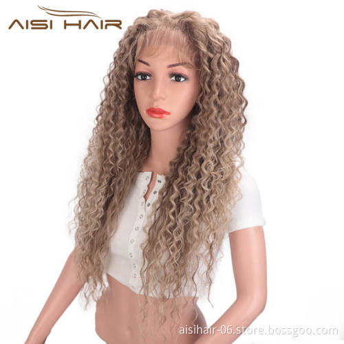 Aisi Hair 13x6 Long Wavy Brown Wig Afro Kinky Curly Lace Frontal Wig Deep Wave Fluffy Front Lace Hair Wigs For Black Women